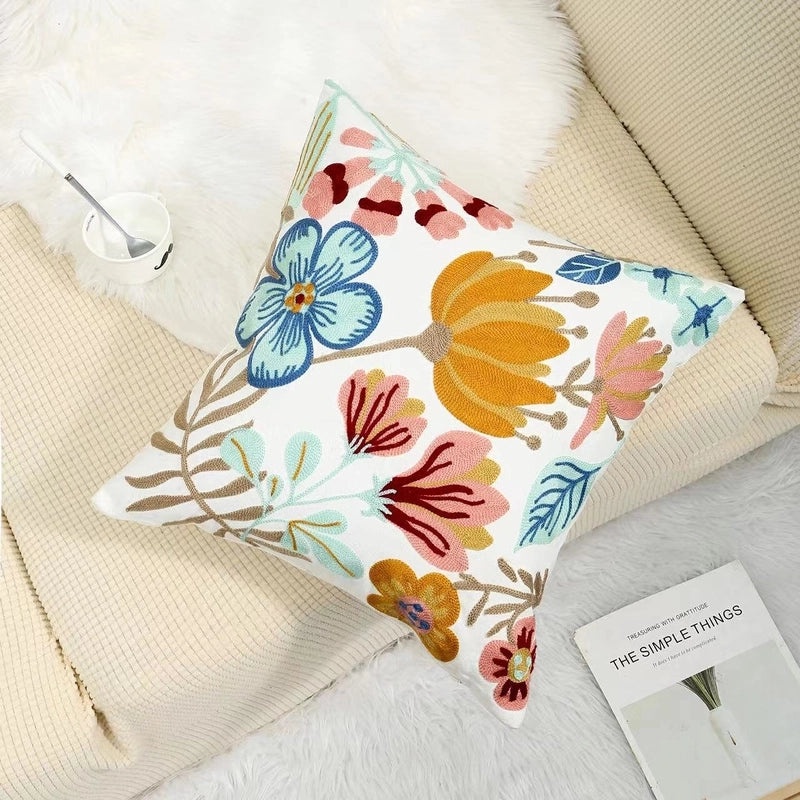 Stylish Floral Canvas Decorative Cushion Pillow|Home Decor Pillows