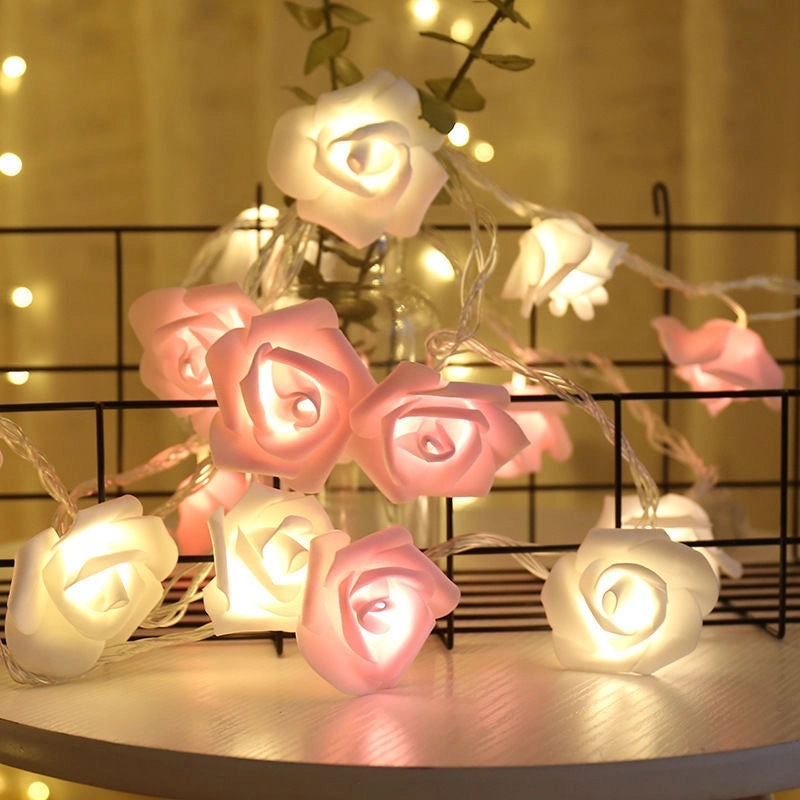Valentine's Day Rose PVC String Lights Cute Party Decoration | Home Decor Lighting