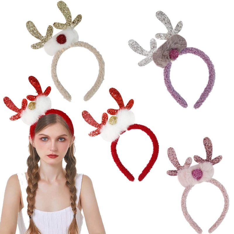 Festive Reindeer Antler Headband for Christmas Party Accessories|Holiday Hair Accessories