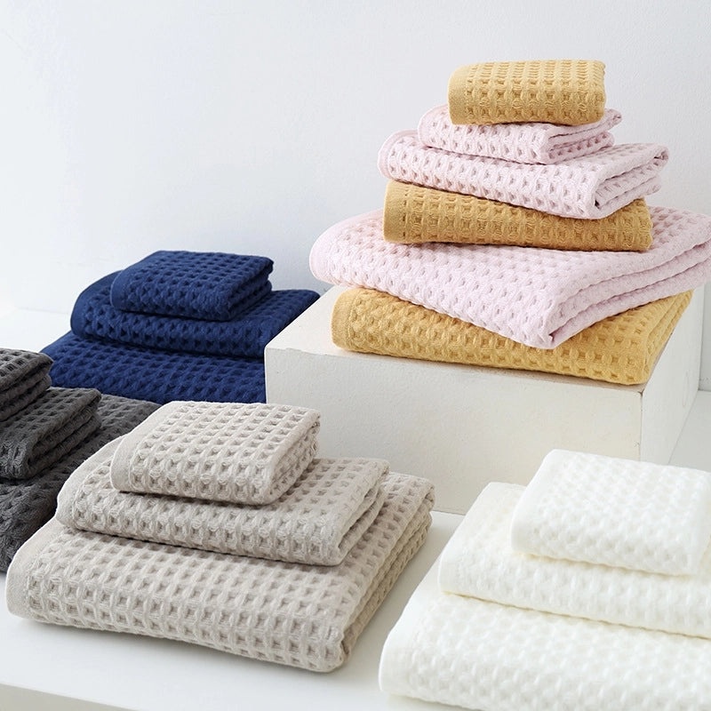Antibacterial Pure Cotton Waffle Bath Towel for Adults | Bath Towels & Beach Towels