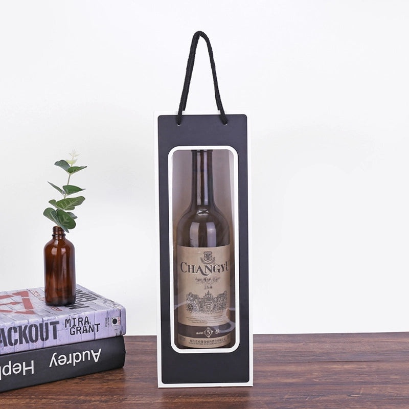 Valentine's Red Wine Gift Bag with Transparent Window|Gift Bags & Packaging