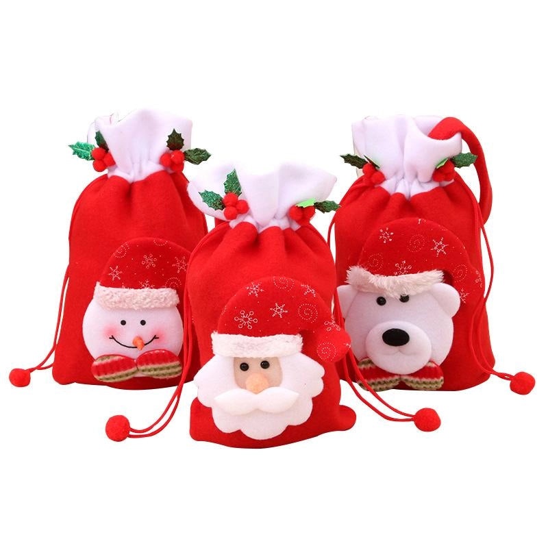 Christmas Apple Gift Bag with Santa Handle Pocket Festive Holiday Tote Nhmv155606|Holiday Gift Bags