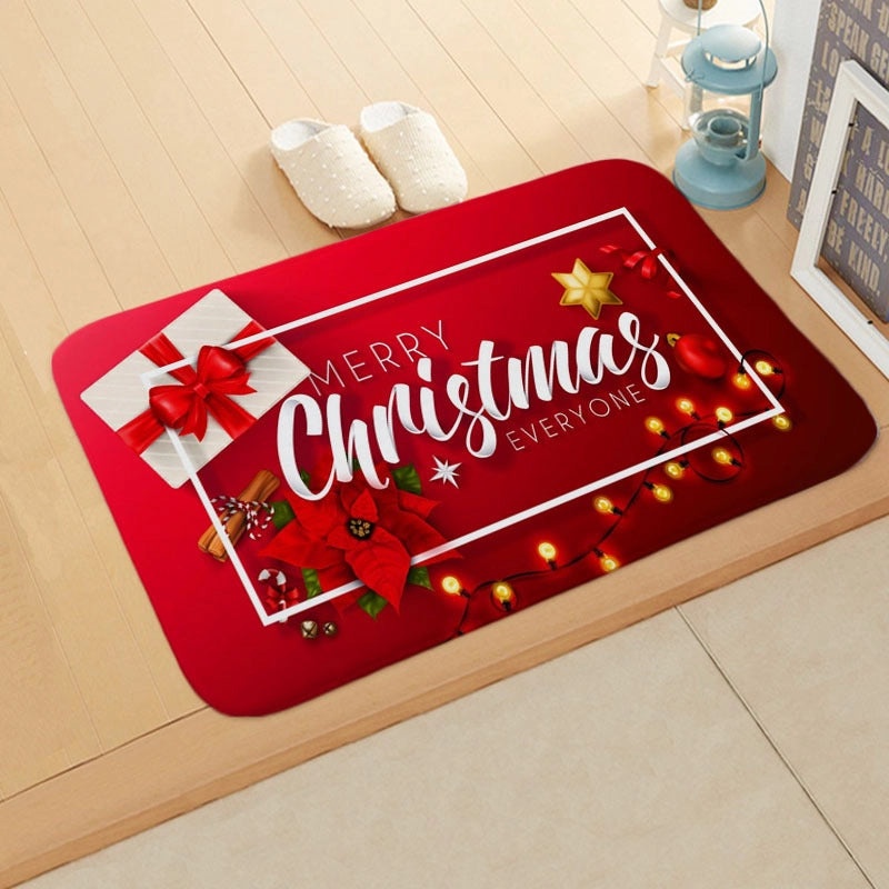 Holiday Santa Snowman Flannel Floor Mat Cozy Christmas Decor|Home & Living/Seasonal Decorations