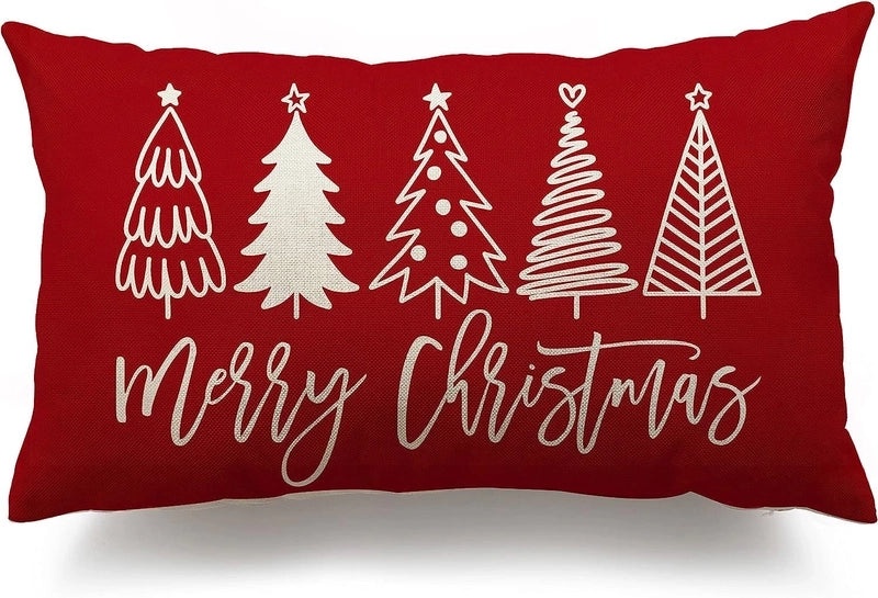 Christmas Holiday Linen Pillow Covers for Couch & Sofa | Home Decor