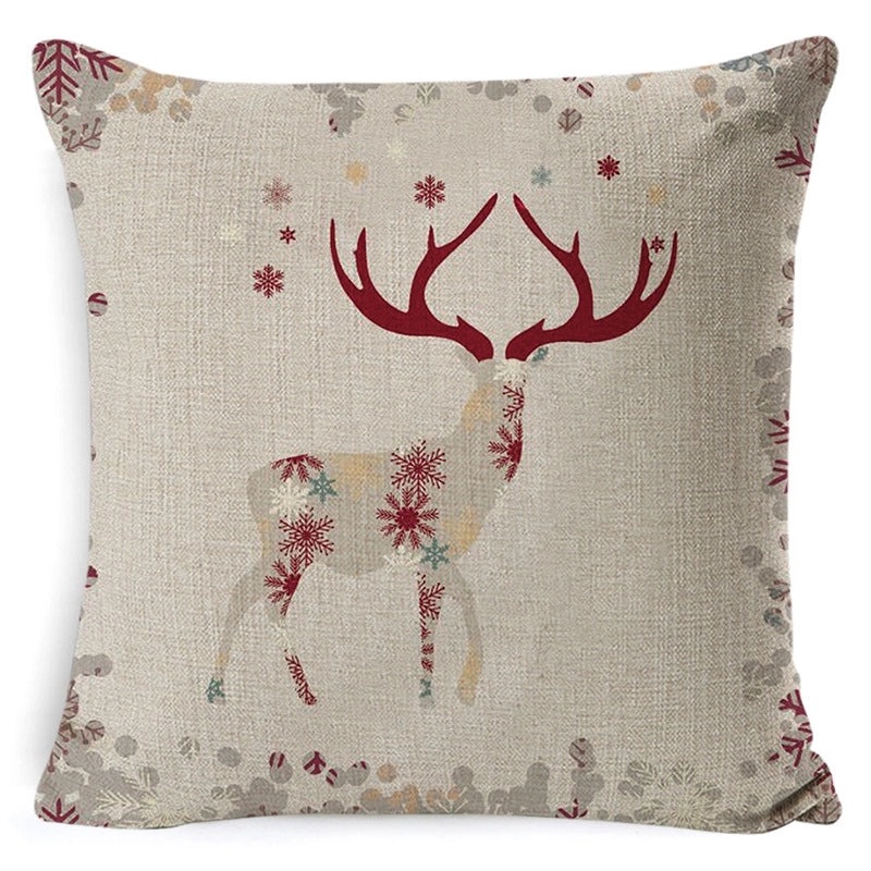 Vintage Letter and Deer Linen Cushion Covers|Home Decor Pillows