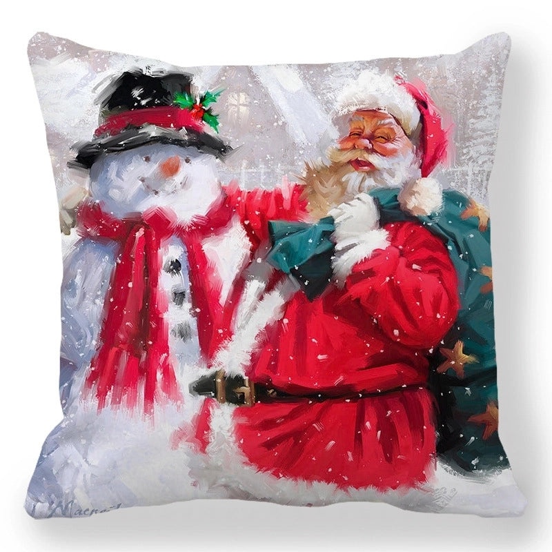 Christmas Holiday Cotton Pillow Covers with Santa Elk Design for Sofa Couch Decor|Home Decor
