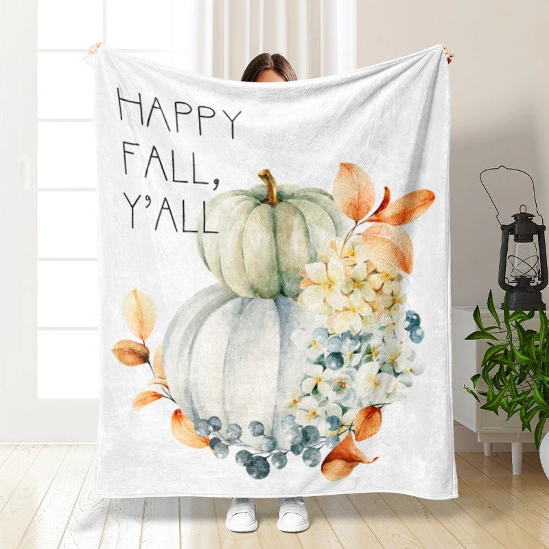 Halloween Cozy Pumpkin Bat Ghost Polyester Throw Blanket | Home Decor & Blankets