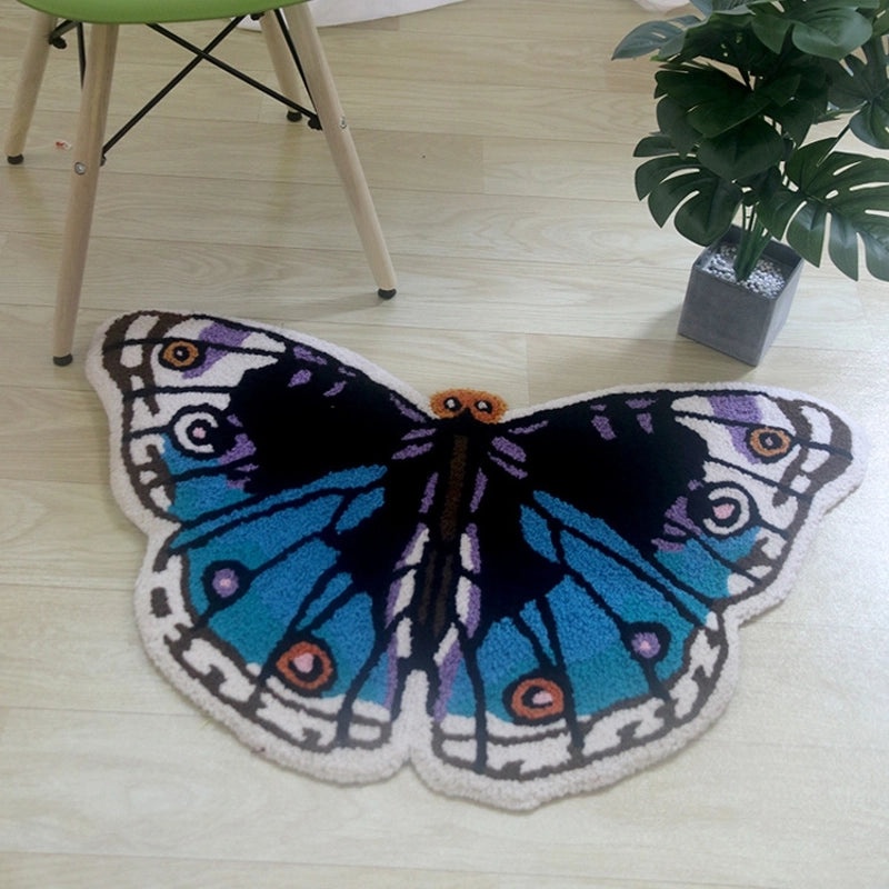 Blue Butterfly Embroidered Floor Mat Modern Minimalist Creative Home Door Rug|Home Decor & Floor Mats