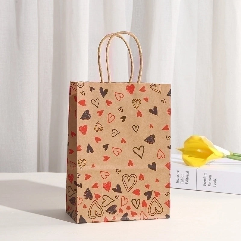 Valentine's Day Brown Paper Gift Bags with Cute Cartoon Designs|Gift Bags & Wrapping Supplies