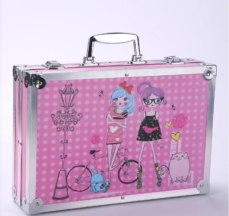 Cartoon Aluminum Pencil Box Set with Watercolor Pens for Kids | Stationery & Office Supplies