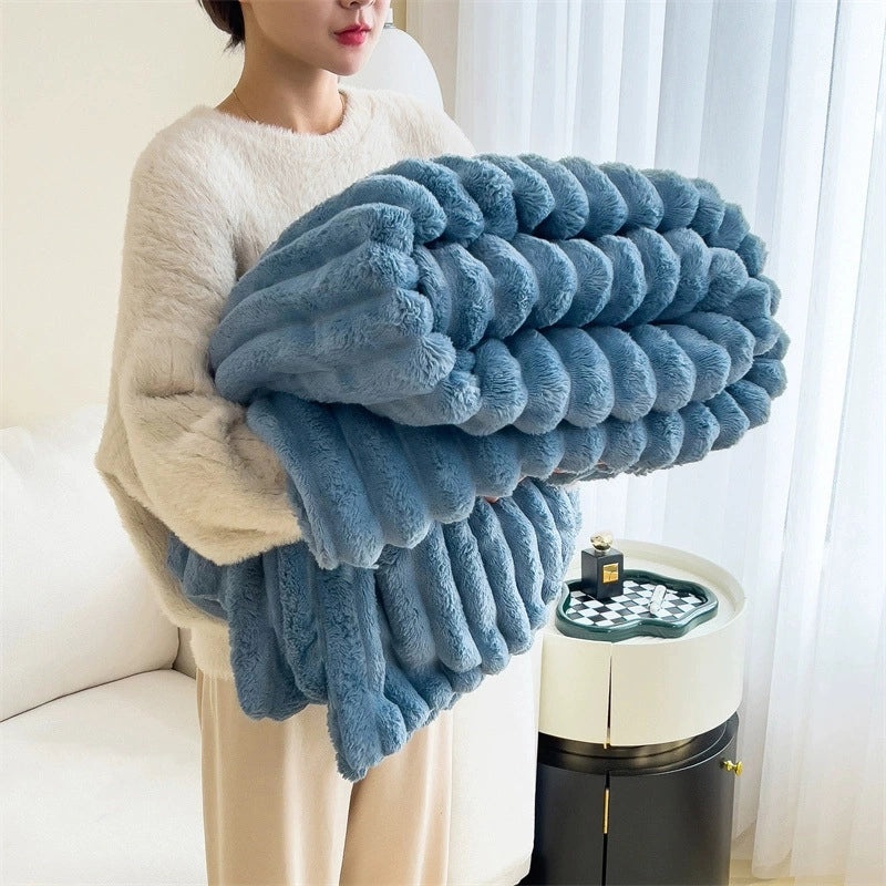 Rabbit Plush Multi-use Nap Blanket Soft Summer Aircon Quilt Small Sofa Car Cover Blanket|Home & Living Textiles