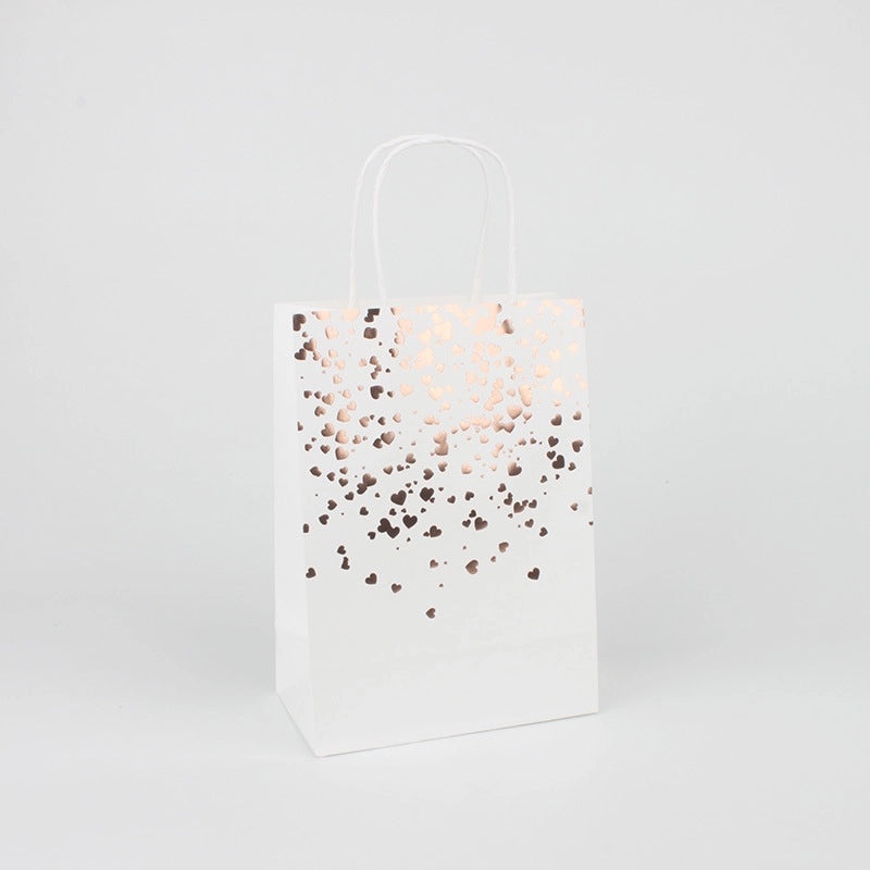 Love Spot Gilding Kraft Paper Gift Bag with Paper Rope Handle | Gift Bags