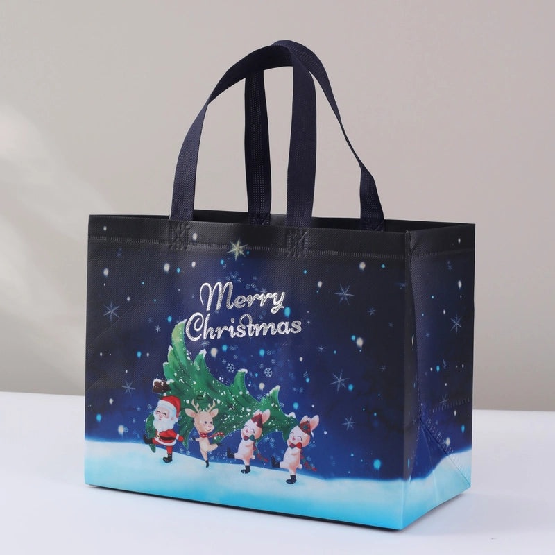 Christmas Cute Santa Claus and Christmas Tree Nonwoven Gift Bags for Party Festival|Holiday Party Supplies