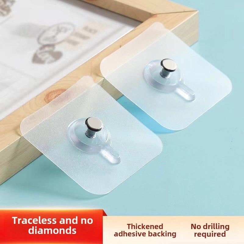 Transparent Seamless Sticky Hook Strong Adhesive Non-Permanent Plastic Hanger for Bathroom Kitchen|Home Organization Accessories