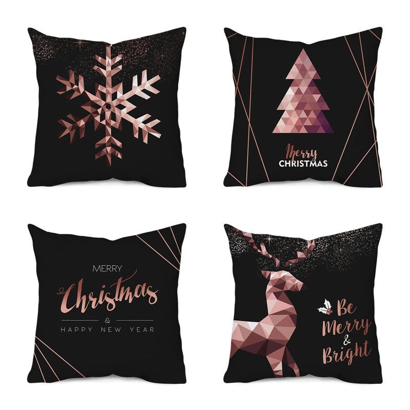 Christmas Tree and Santa Claus Polyester Pillow Covers|Home Decor Pillows