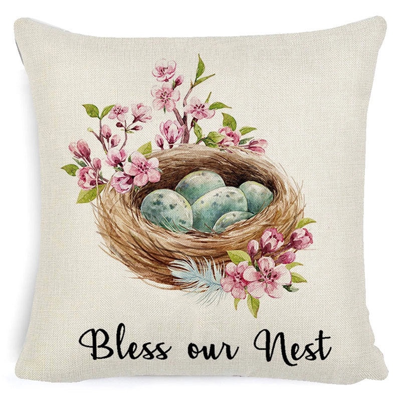 Easter Minimalist Rabbit Linen Throw Pillow Cover for Couch Sofa Decor|Home Decor & Pillows