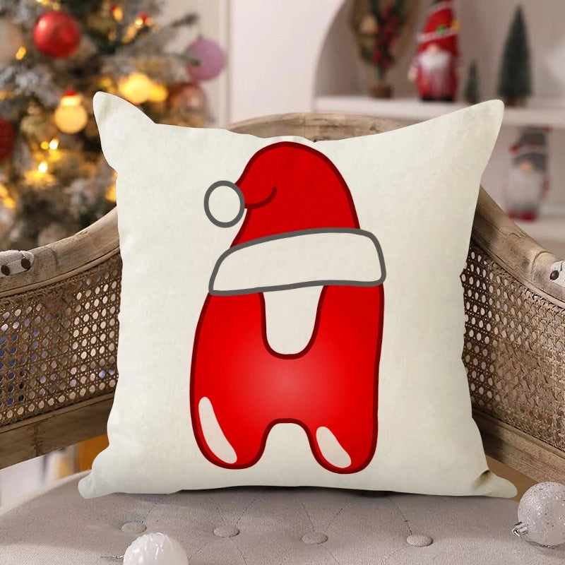 Nordic Christmas Pillow Covers Cute Modern Santa Hat Linen Polyester Sofa Cushion Cases|Home Decor Pillows