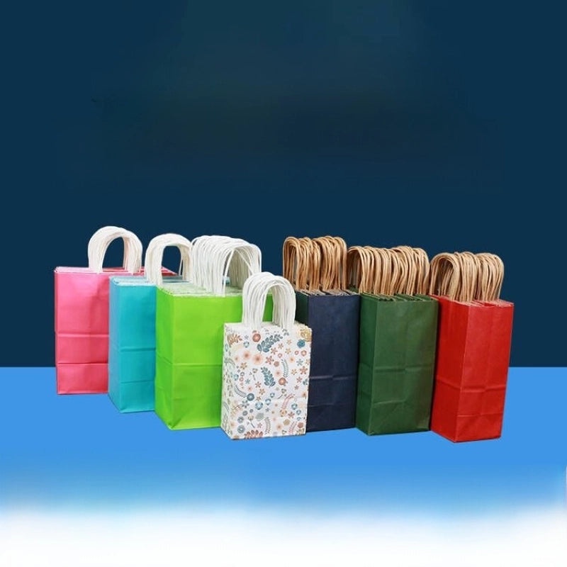 Kraft Paper Tote Bag for Takeaway Milk Tea and Clothing Gift Packaging with Custom Logo Printing|Packaging & Bags