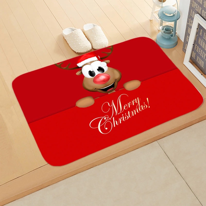 Festive Santa Claus Flannel Floor Mat for Holiday Decor|Home Decor