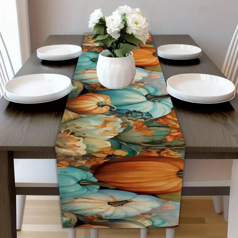 Halloween Pumpkin Lattice Table Runner Polyester Decorative Accent|Home Decor Table Linens