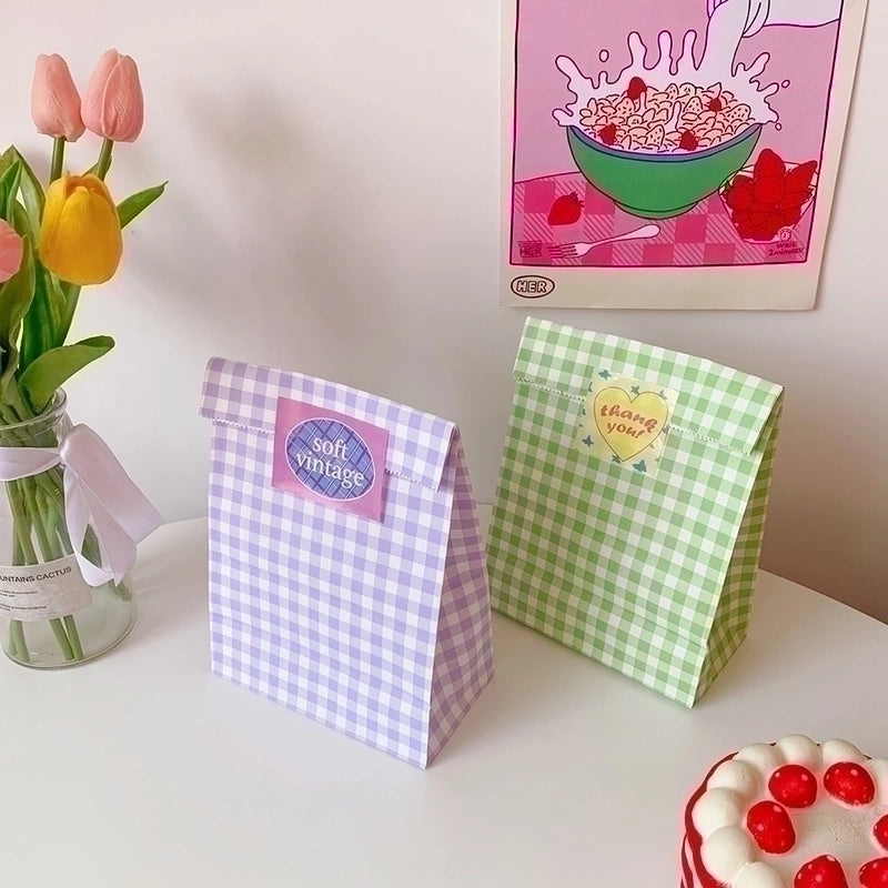 Plaid Kraft Paper Birthday Gift Bag Single Piece | Birthday Gift Bags