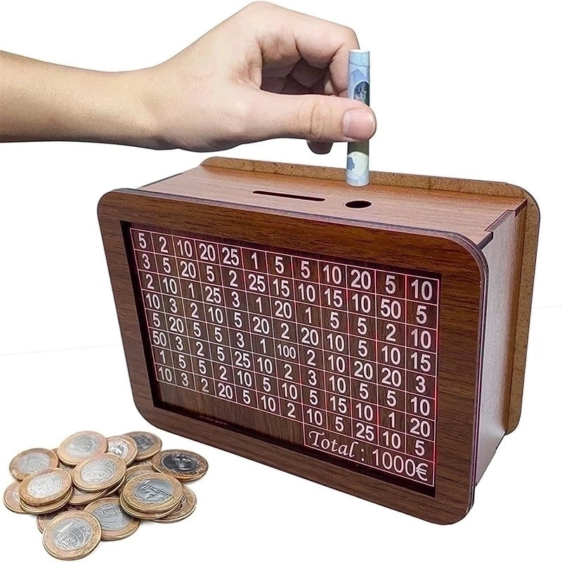 Retro Wooden Square Coin Bank with Number Design | Home Decor & Coin Banks