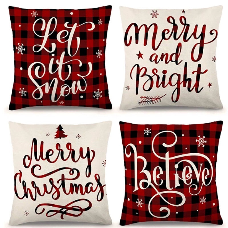 Christmas Geometric Snowflake Cartoon Cushion Cover for Couch Sofa | Home Decor & Cushions