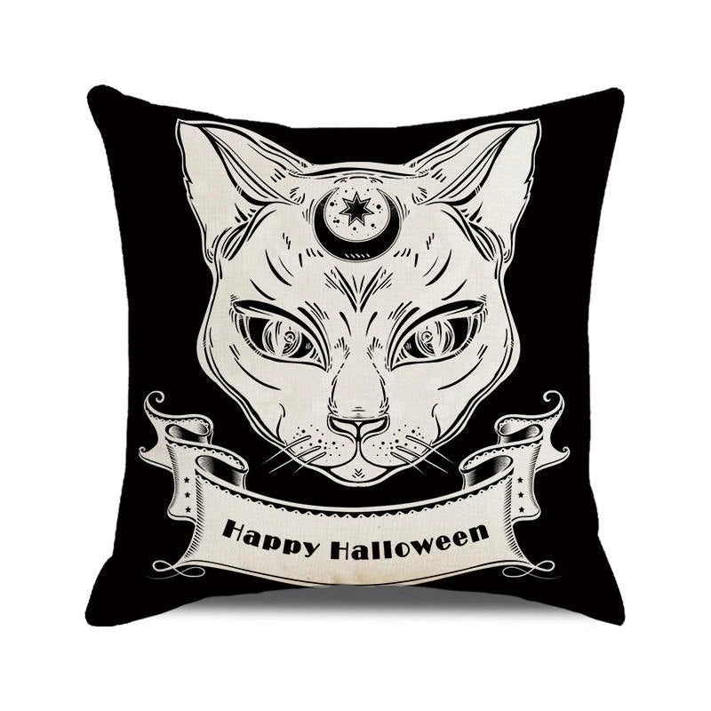 Halloween Skull Cotton Pillow Covers Retro Punk Style for Couch Sofa Decor|Home Decor & Pillows