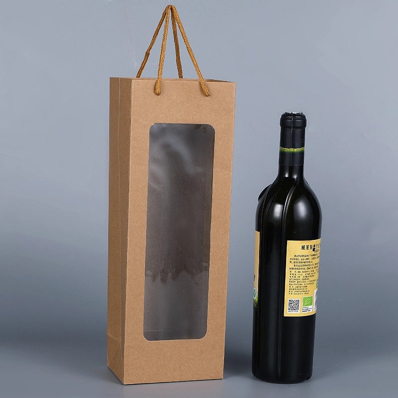 Valentine's Red Wine Gift Bag with Transparent Window|Gift Bags & Packaging