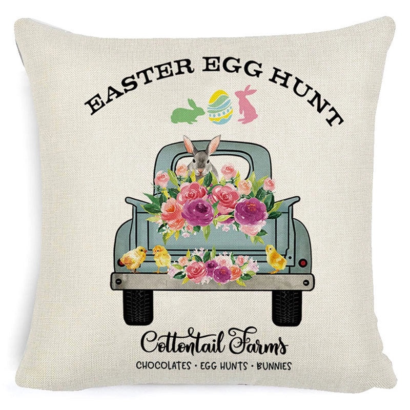 Easter Minimalist Rabbit Linen Throw Pillow Cover for Couch Sofa Decor|Home Decor & Pillows