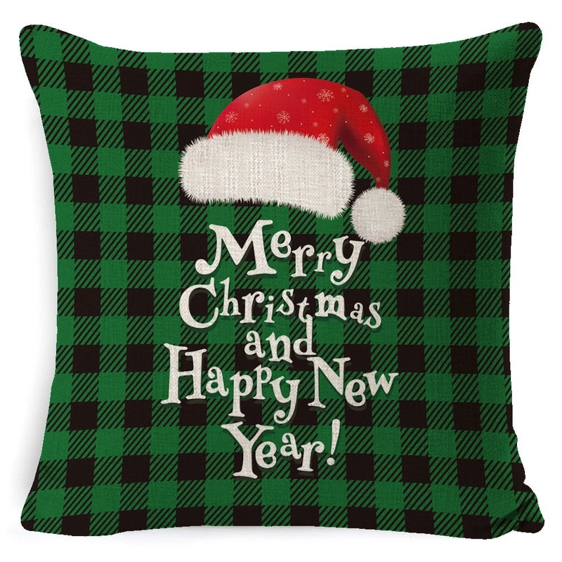 Vintage Christmas Tree and Santa Claus Socks Pattern Linen Pillow Covers|Home Decor Pillows