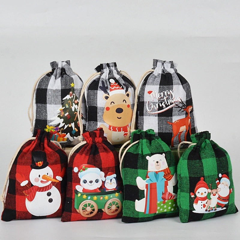 Christmas Party Candy Bag with Snowman Snowflake and Christmas Tree Design | Holiday Gift Bags
