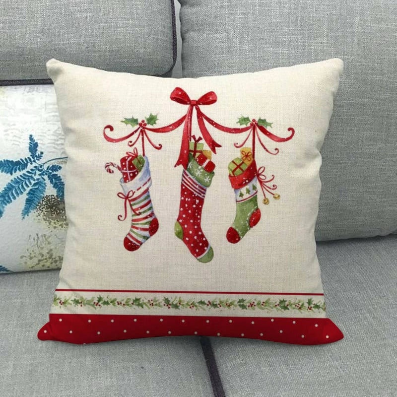 Festive Cartoon Linen Pillow Covers for Couch & Sofa|Home Decor & Pillows