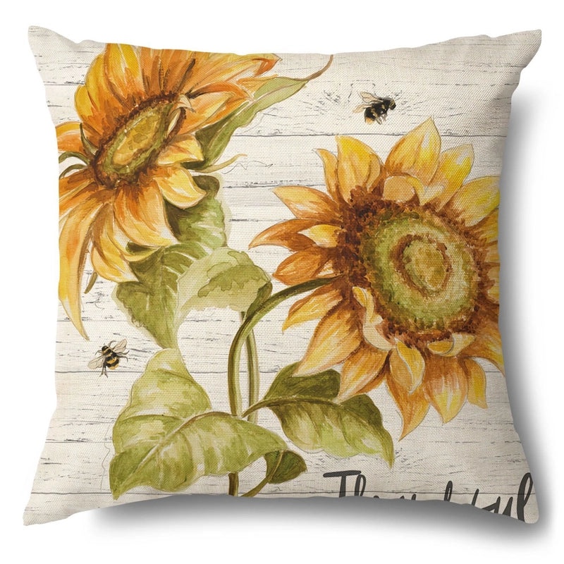 Rustic Sunflower Linen Pillow Covers|Home Decor Pillows