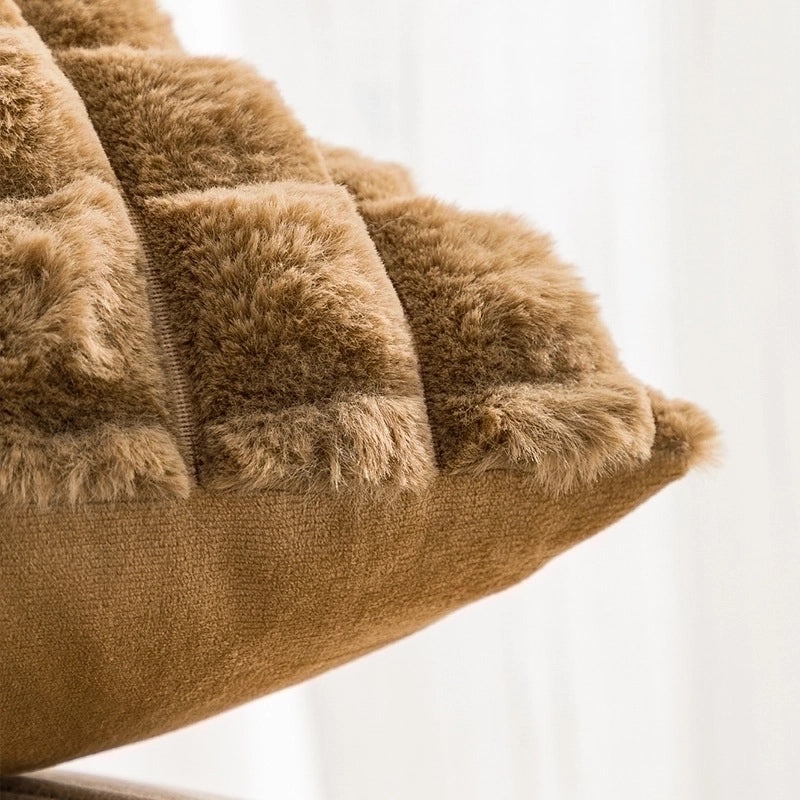 Cozy Plaid and Solid Color Plush Pillow Covers for Couch and Sofa Decor | Home Decor Accessories