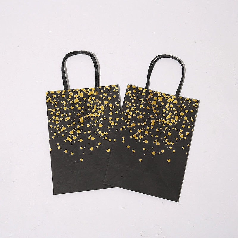 Love Spot Gilding Kraft Paper Gift Bag with Paper Rope Handle | Gift Bags