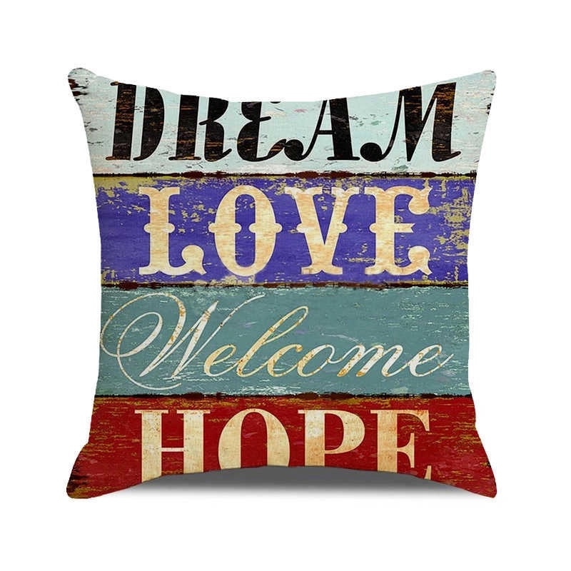 Vintage Letter Print Polyester Pillow Covers|Home Decor Pillows