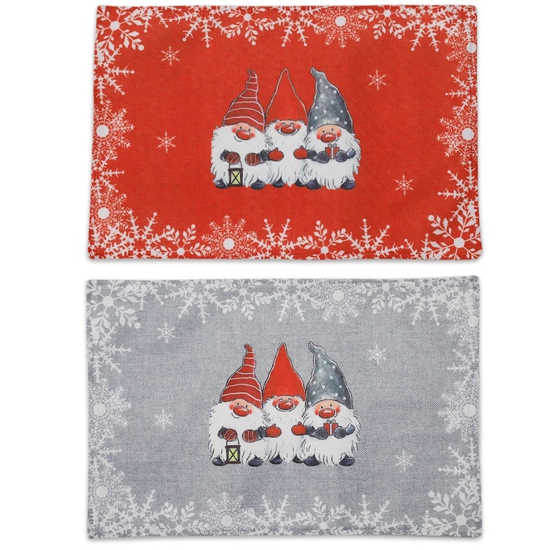 Christmas Holiday Santa Snowflake Linen Placemat for Family Dinner|Home Decor