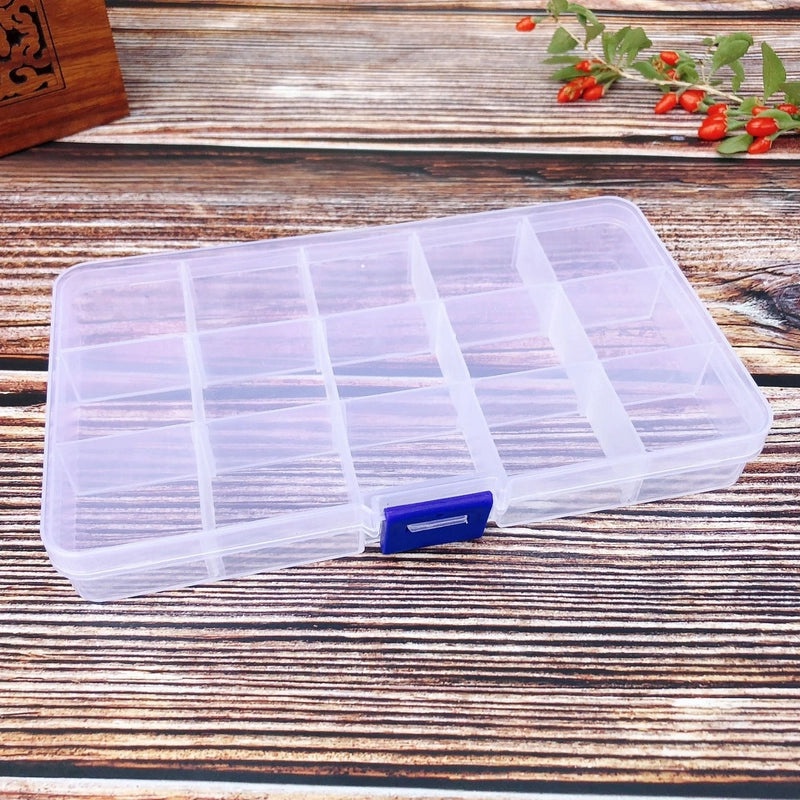 Detachable Plastic Storage Box with 10/15/24/36 Transparent Grids for Makeup Jewelry Fishing Rubber Bands|Storage & Organization