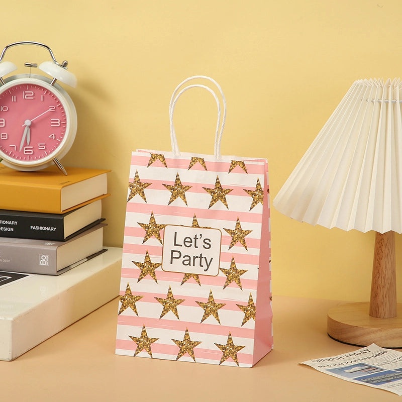 Simple Striped Kraft Paper Gift Bags for Daily Use|Gift Bags