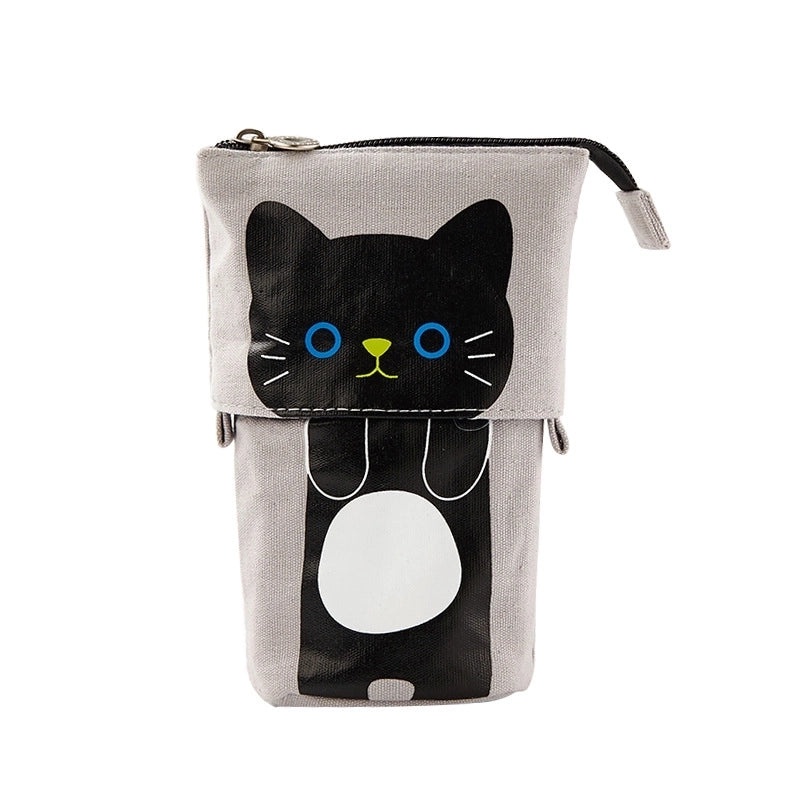 Cute Minimalist Canvas Pen Case with Multiple Compartments and Adjustable Drop-down Design|Stationery & Office Supplies