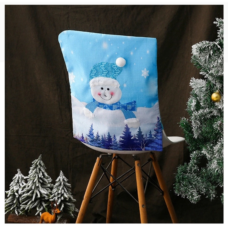 Christmas Blue Snowman Chair Cover with Lights | Holiday Decor