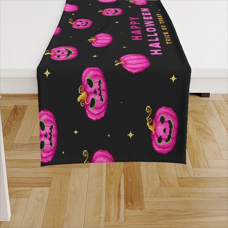 Ethnic Halloween Linen Tablecloth with Color Block Design for Vacation | Home Decor Table Linens