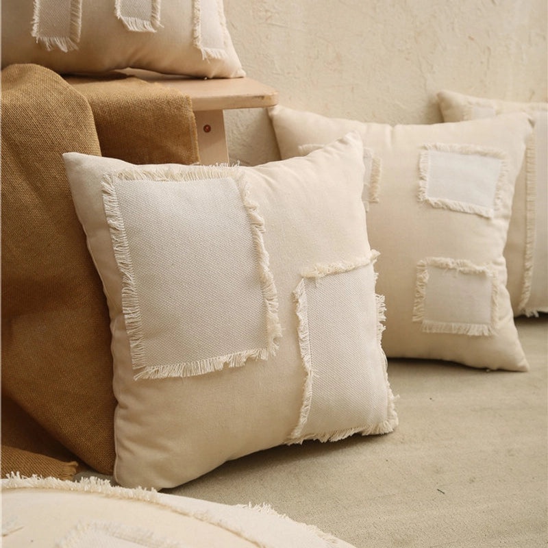 Casual Pastoral Stripe and Solid Color Polyester Pillow Covers | Home Decor & Bedding