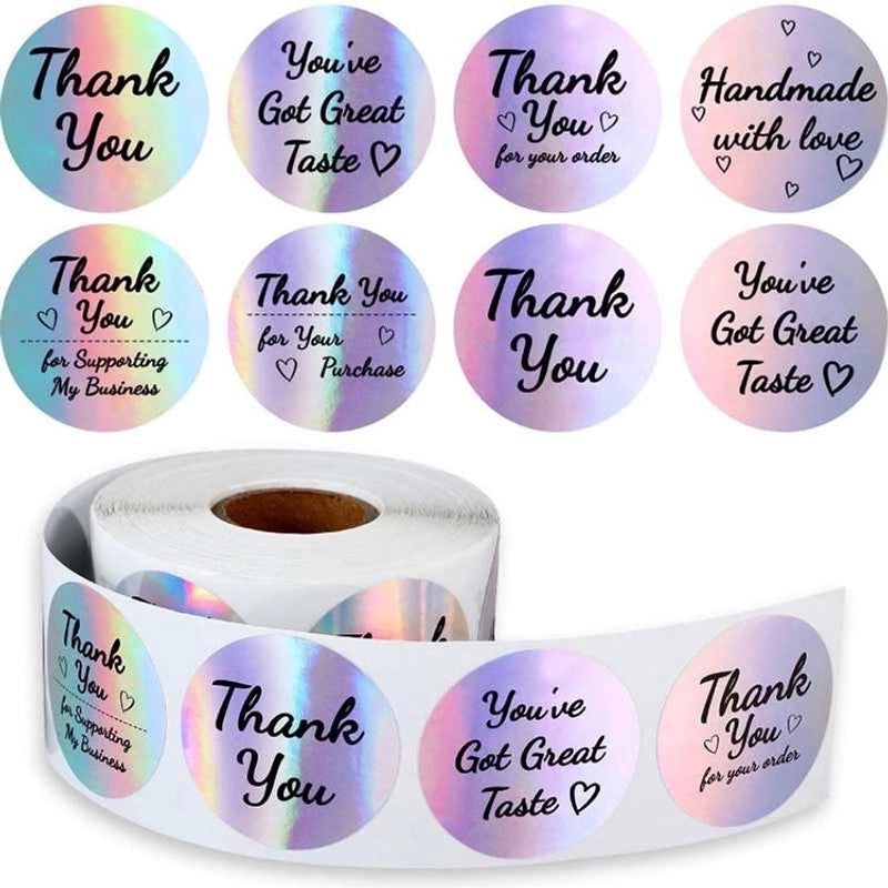 1000pcs Roll Laser Bronzing Thank You Stickers for Fashion Packaging|Packaging & Labels