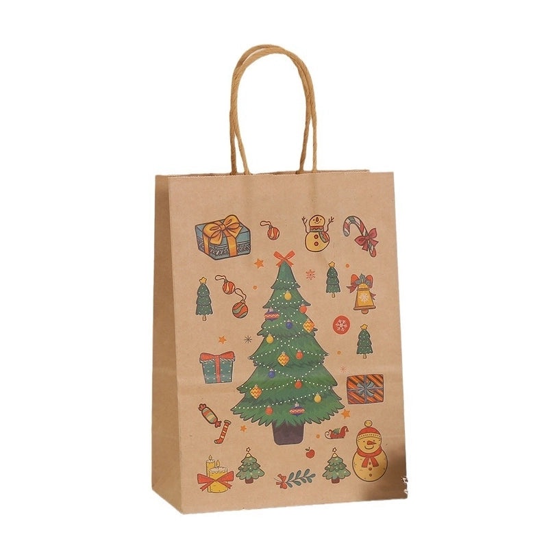 Christmas Cartoon Christmas Tree Snowman Snowflake Kraft Paper Gift Bags for Holiday Party|Holiday Party Supplies