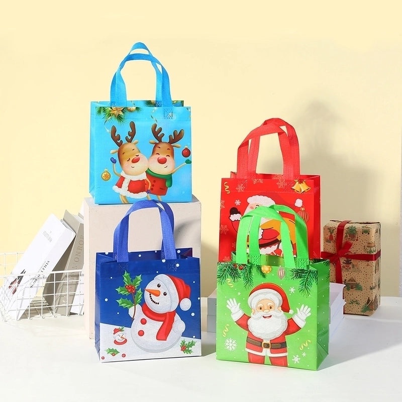 Christmas Santa Claus Nonwoven Party Gift Bags Cute Holiday Treat Bags|Holiday Party Supplies