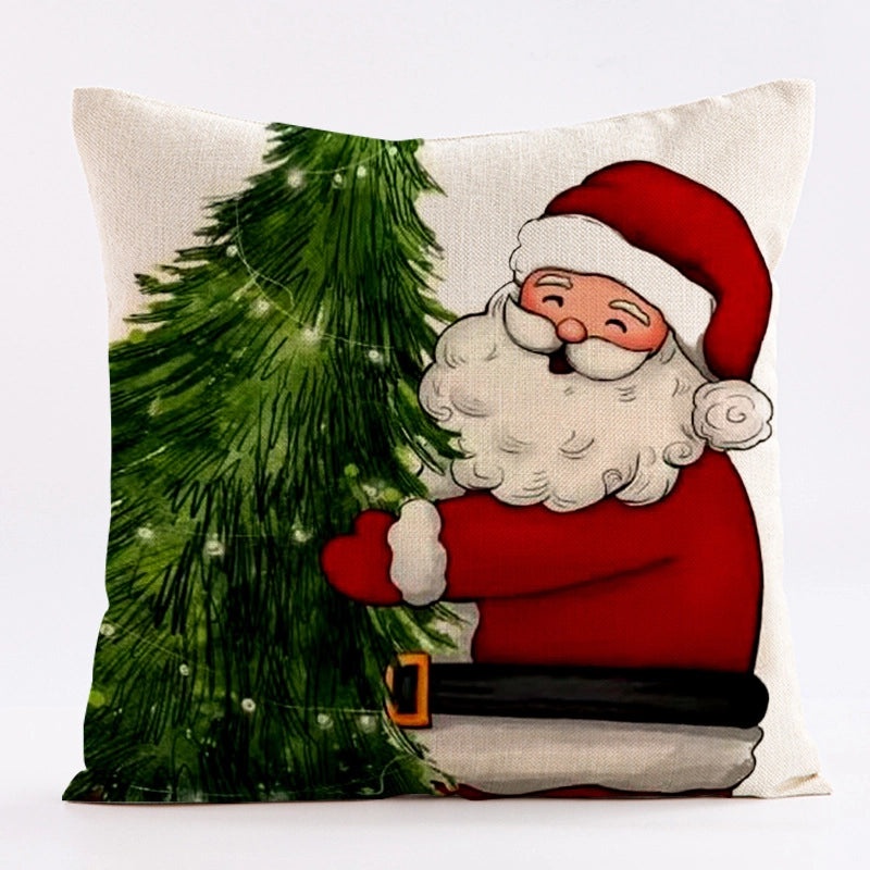 Christmas Snowman and Santa Claus Printed Pillowcase for Sofa Car Cushion|Home Decor Pillows