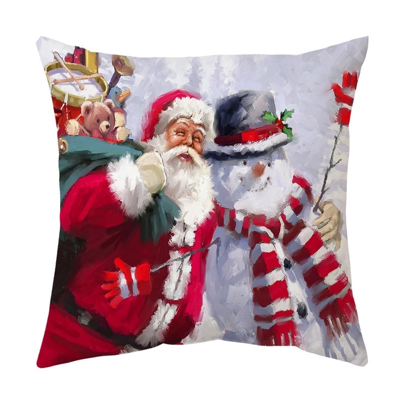 Christmas Tree Santa Elk Holiday Polyester Pillow Covers|Home Decor Pillows