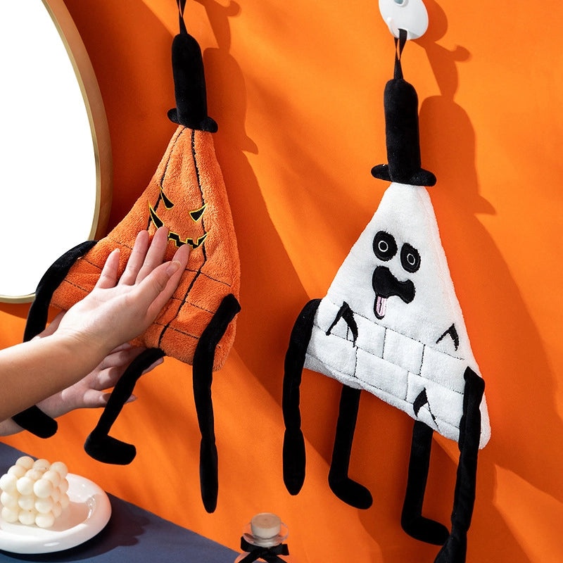 Halloween Monster Coral Fleece Hand Towel Thick Absorbent Quick-Dry Kitchen Cloth Hanging for Kids | Home & Kitchen Textiles